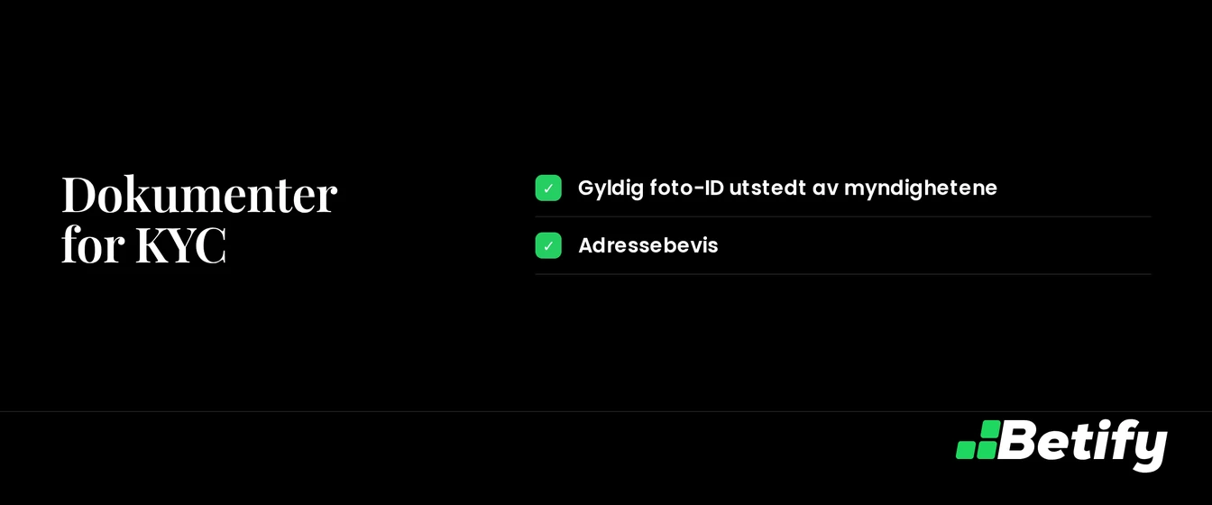 Sjekk hvilke dokumenter kasinoet krever